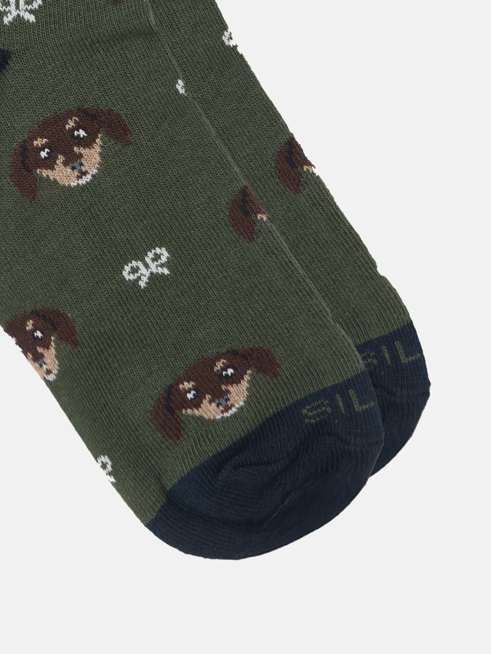 Chaussettes vertes pour enfants avec chien
