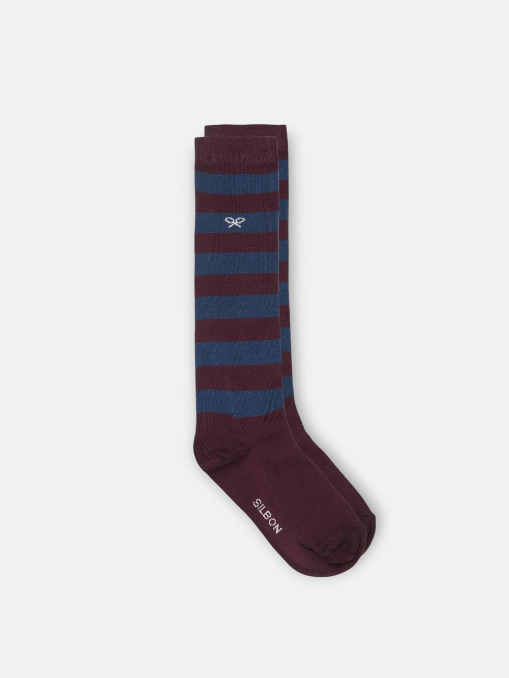Burgundy striped kids socks