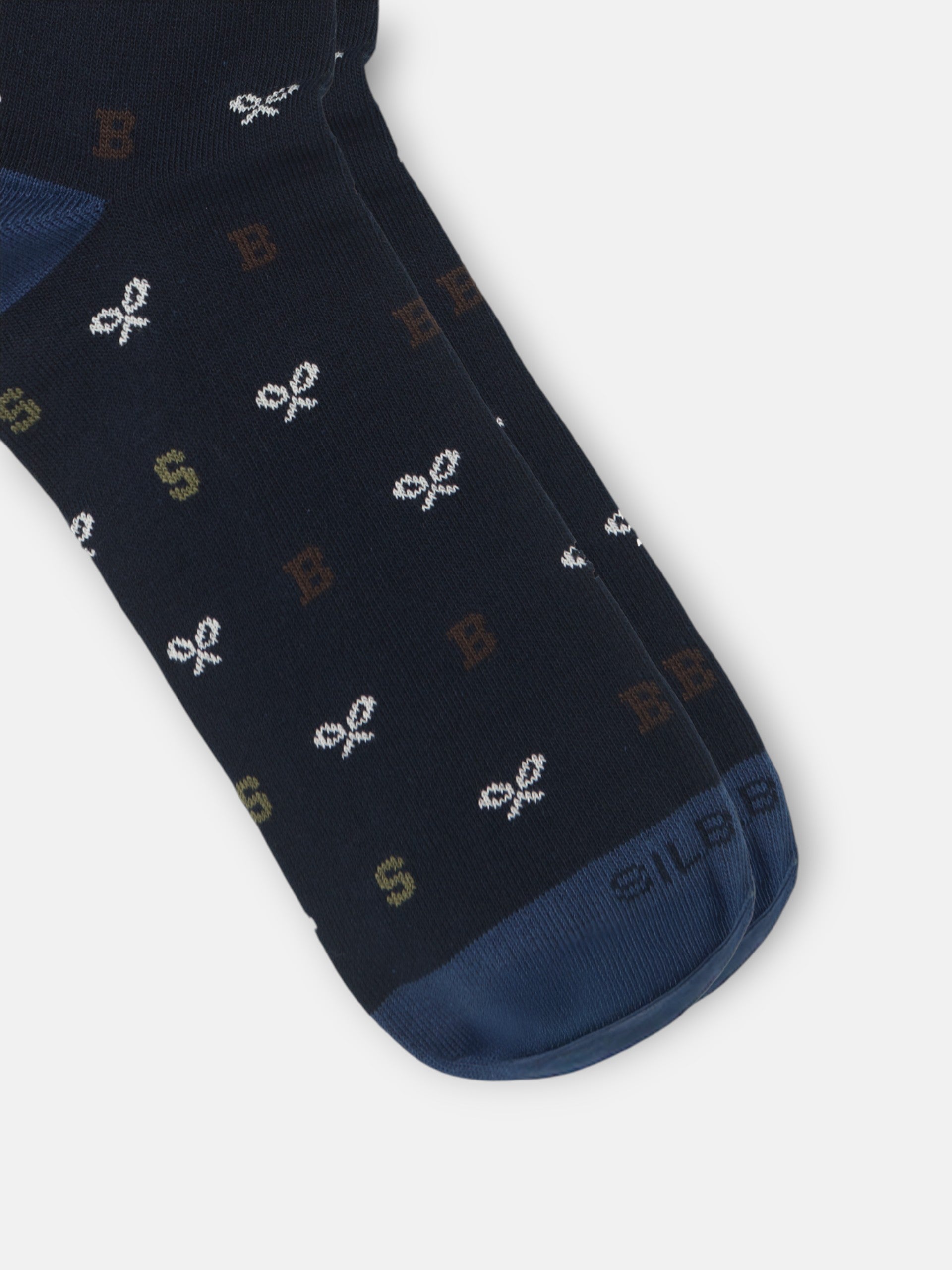 Meia com motivos de letras azul-marinho