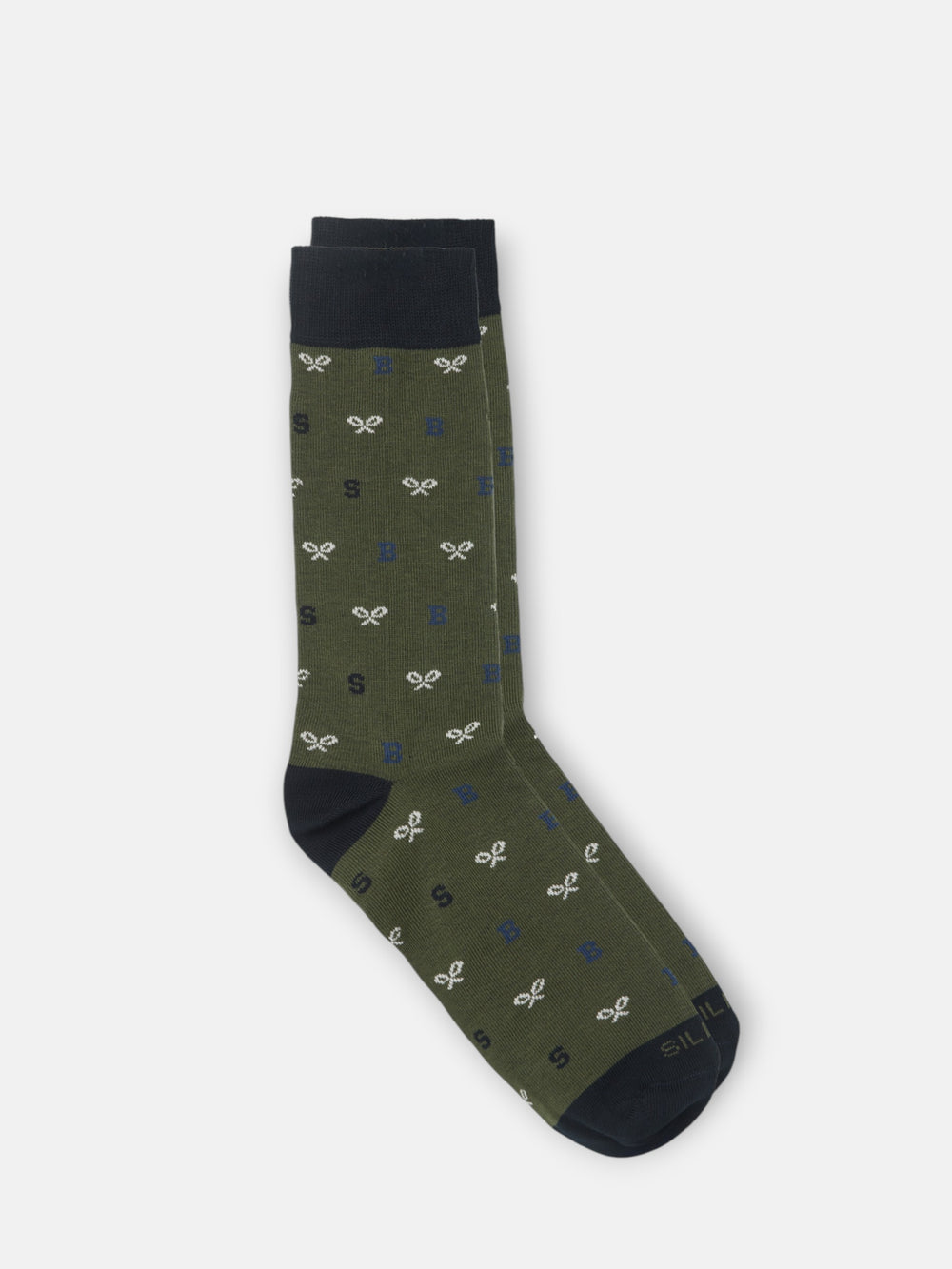 Green letter-patterned socks