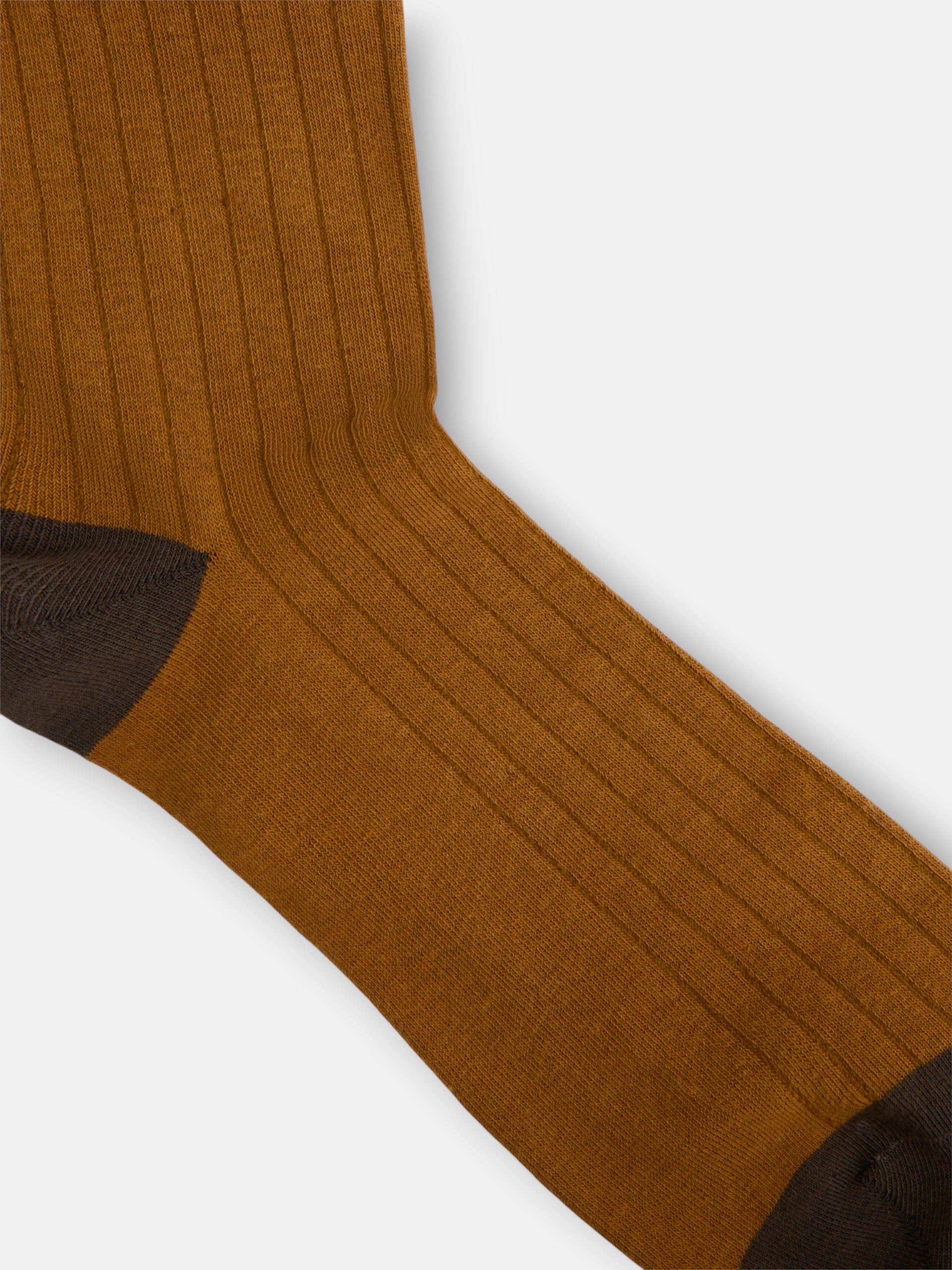 Mustard ribbed knee-high sock