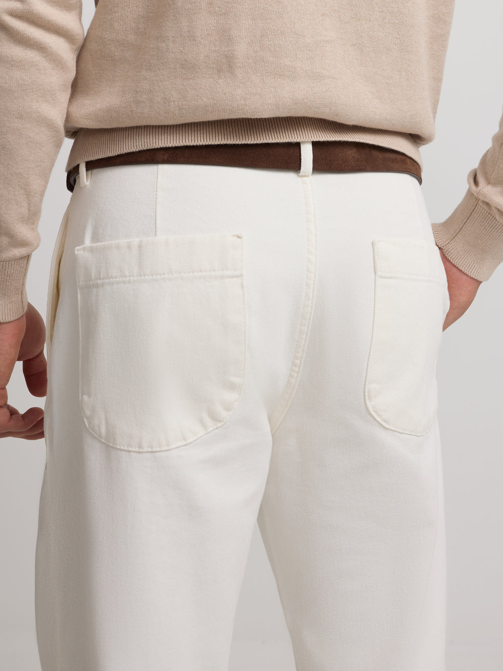Beige straight pleated sport pants