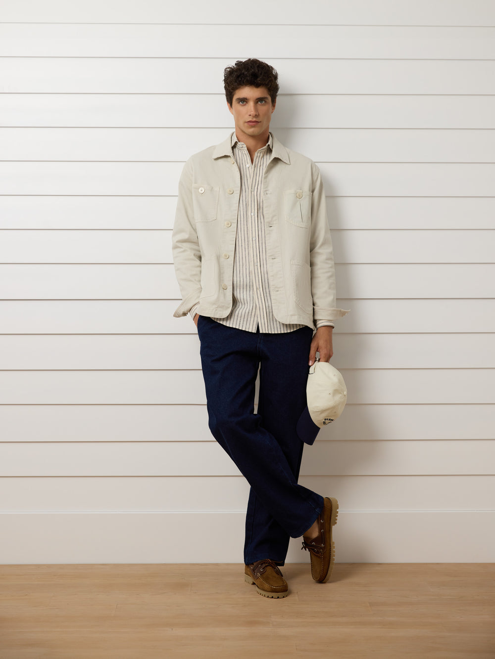 Straight denim pleated sport pants