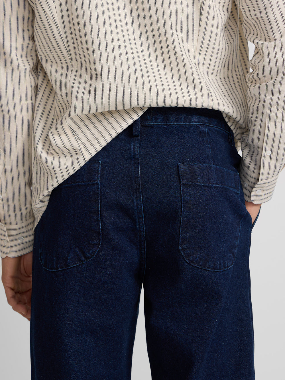Straight denim pleated sport pants