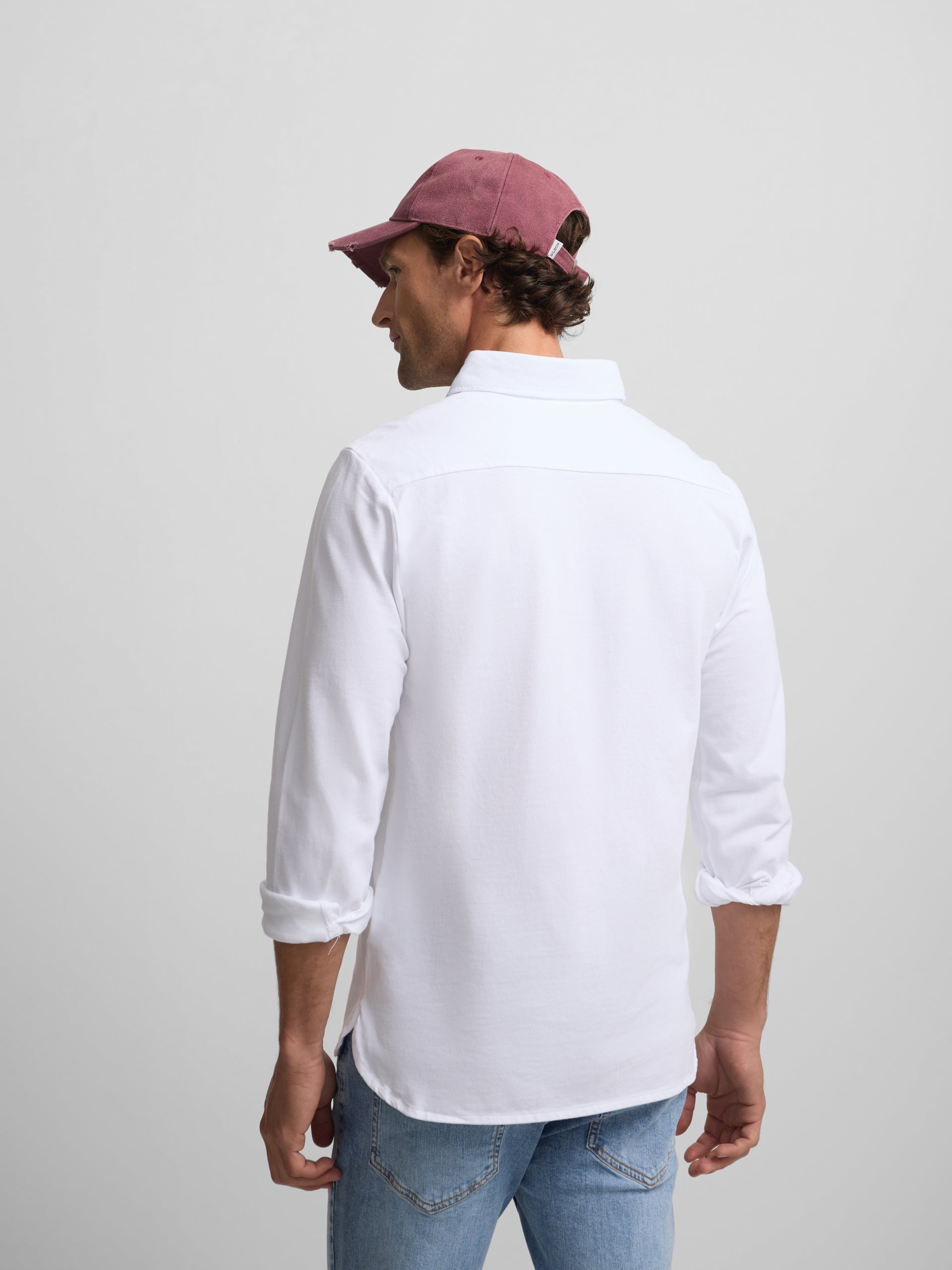 Polo liso de manga comprida branco