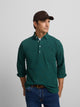 Polo liso de manga comprida verde escuro