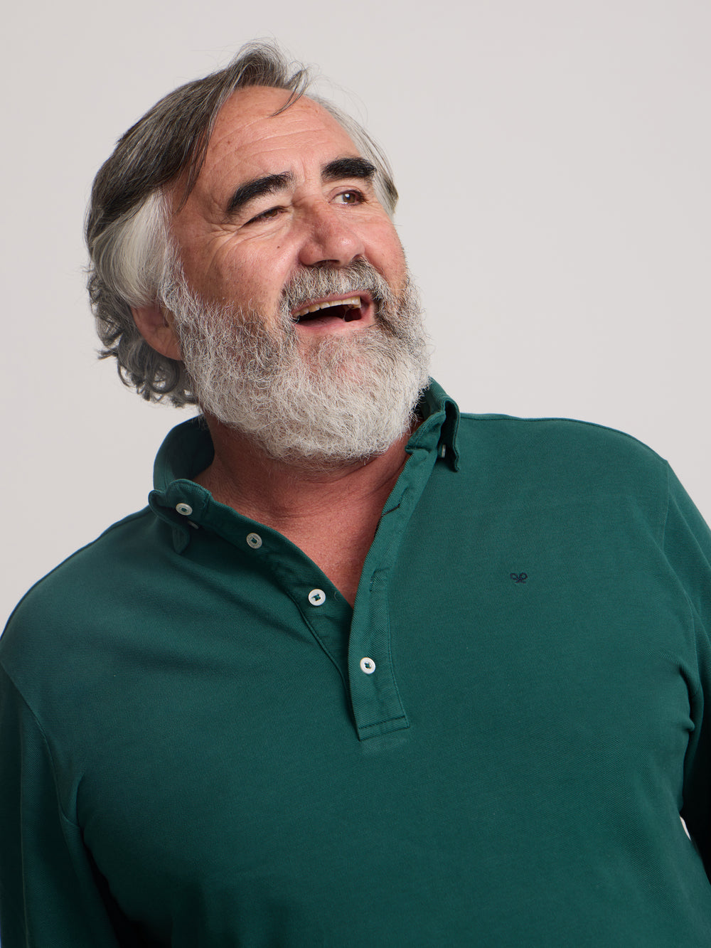 Plain dark green long-sleeved polo shirt