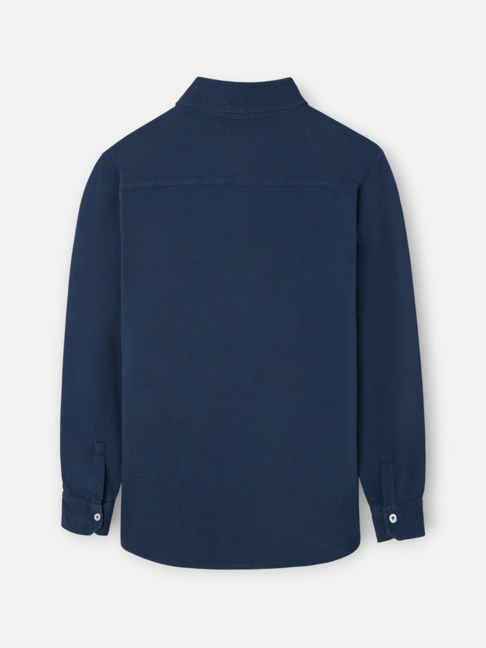 Navy blue long-sleeved plain polo shirt