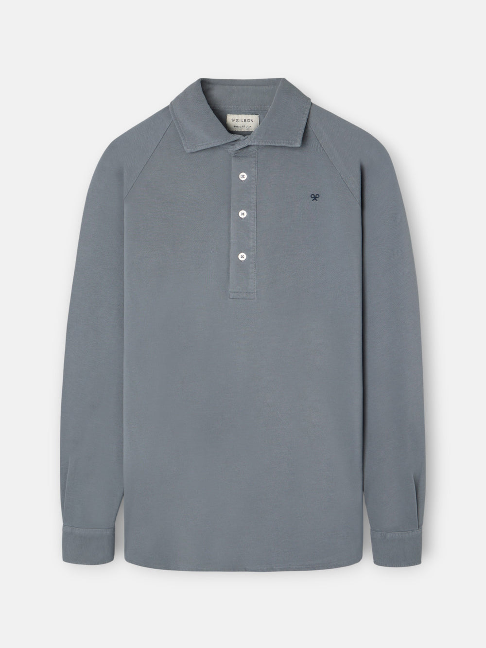 Plain dark gray raglan long sleeve polo shirt
