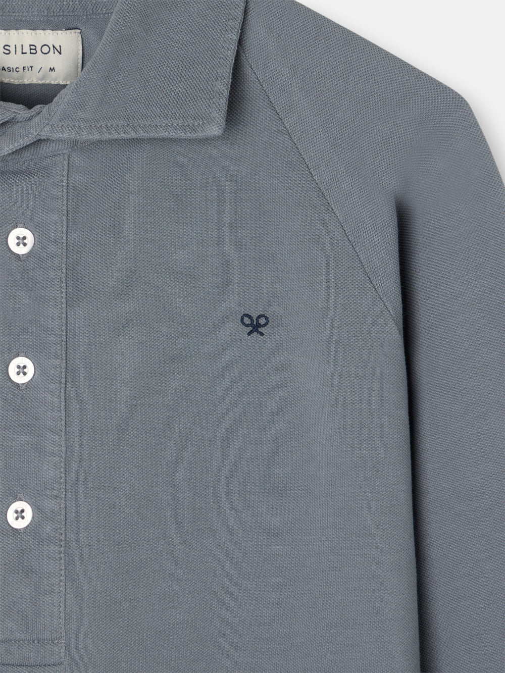 Plain dark gray raglan long sleeve polo shirt