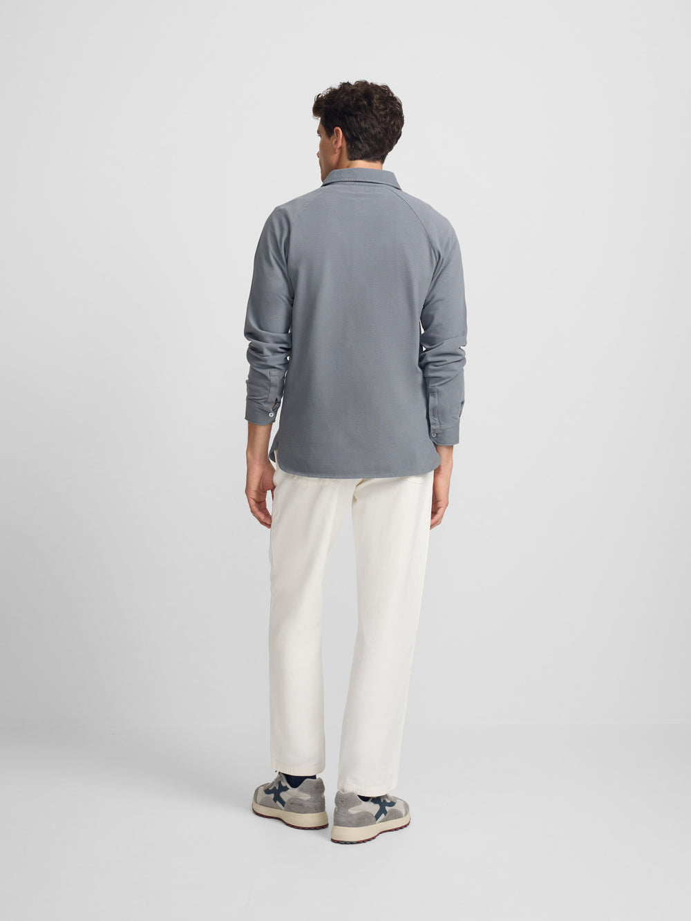 Plain dark gray raglan long sleeve polo shirt