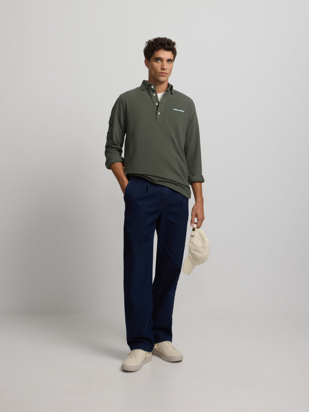 Green military polo shirt