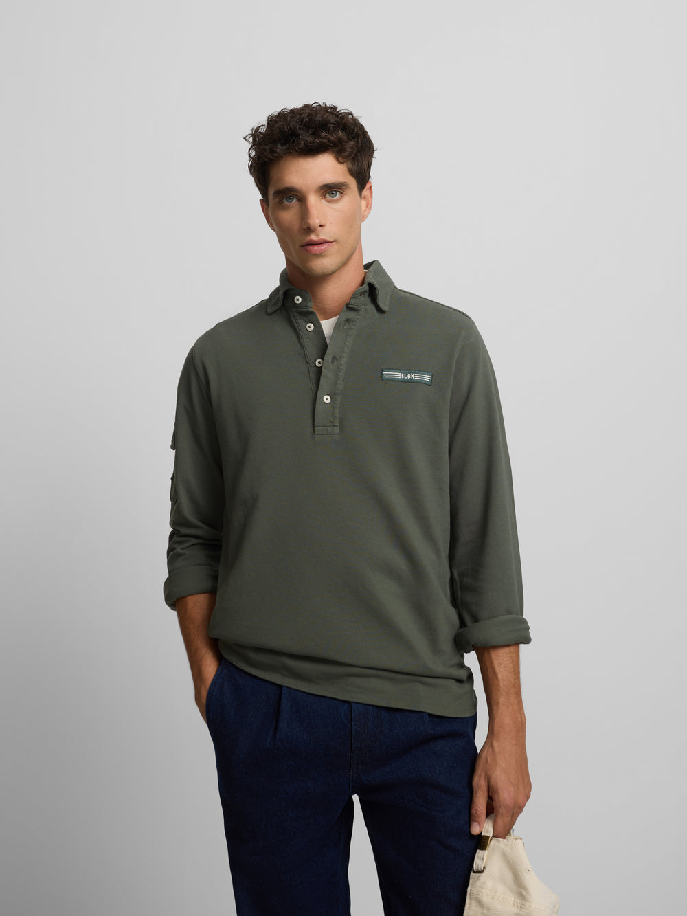 Green military polo shirt