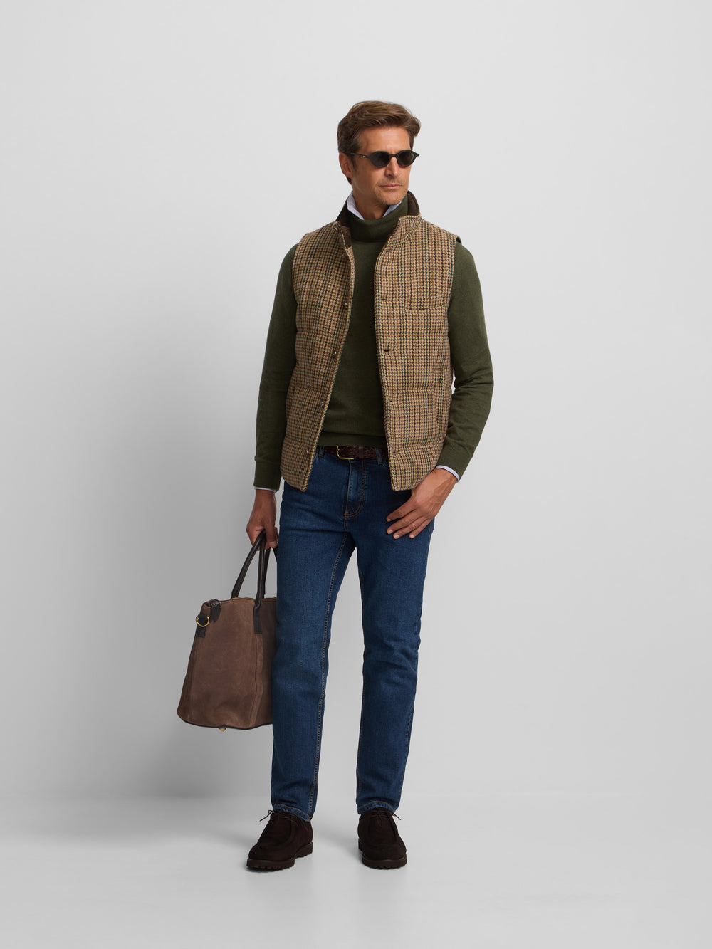 Brown houndstooth casual vest