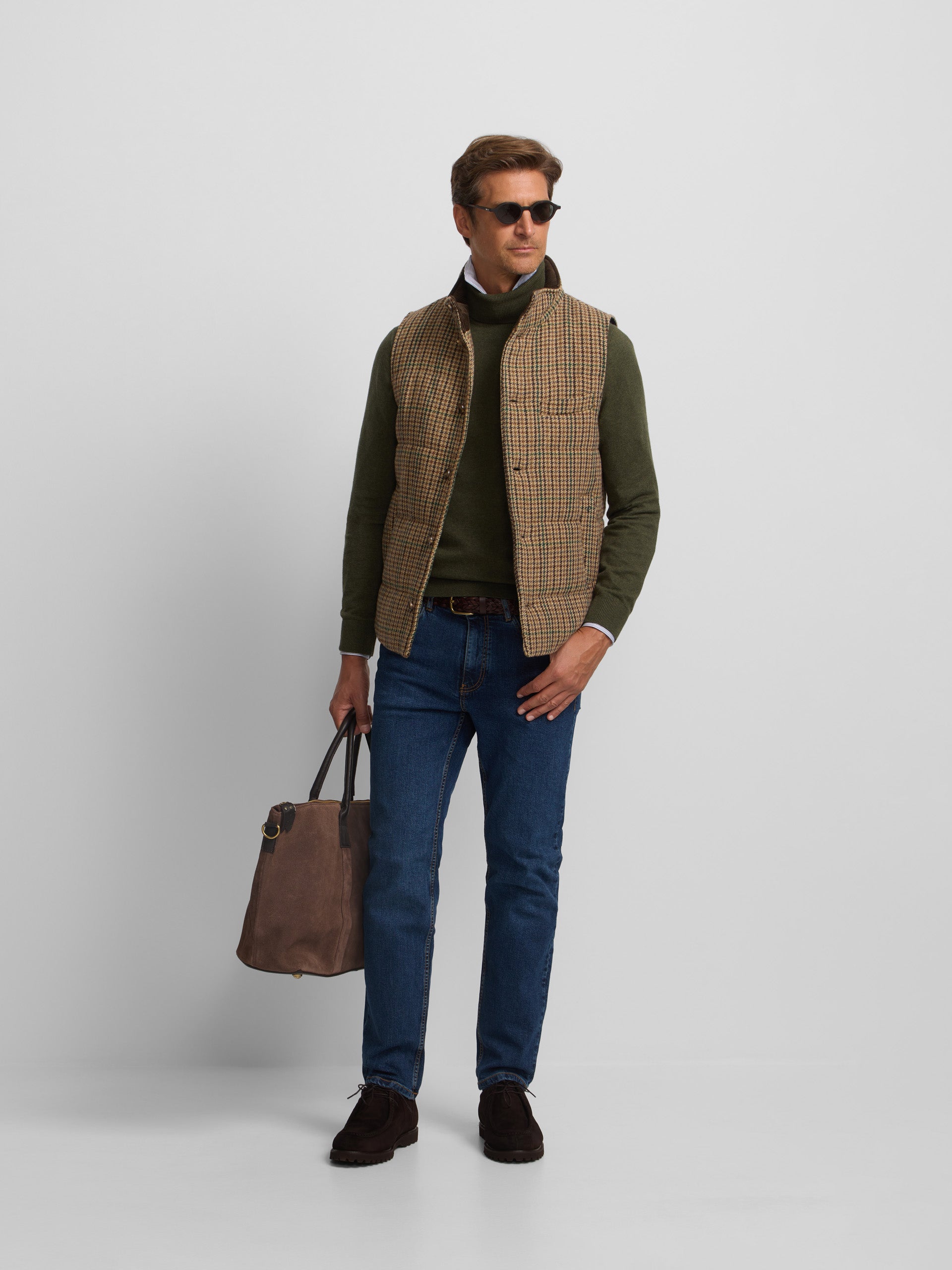 Brown houndstooth casual vest