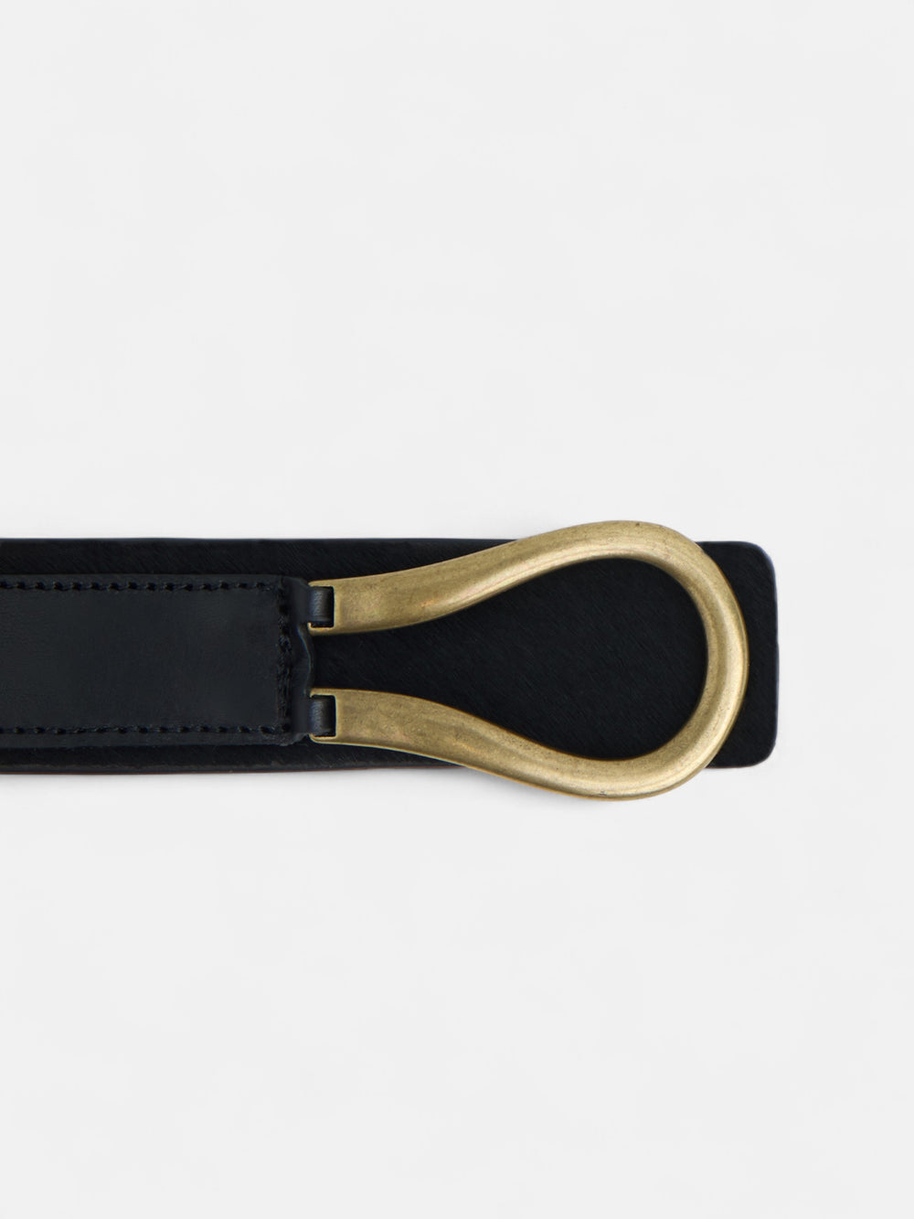 Unique black fur leather buckle belt