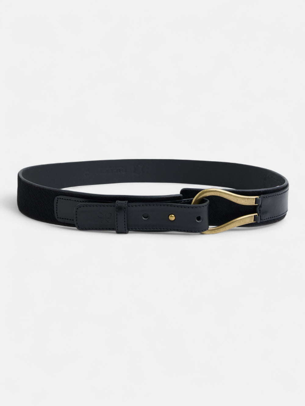 Unique black fur leather buckle belt
