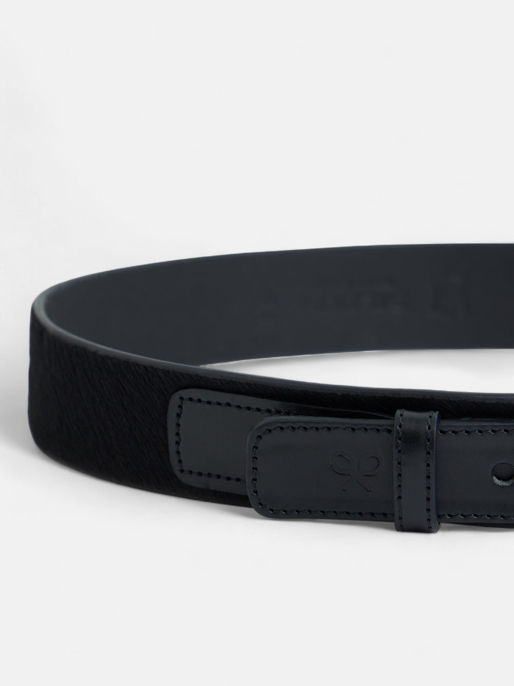 Unique black fur leather buckle belt
