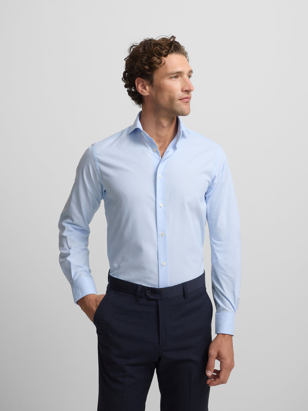 Camisa vestir lisa celeste