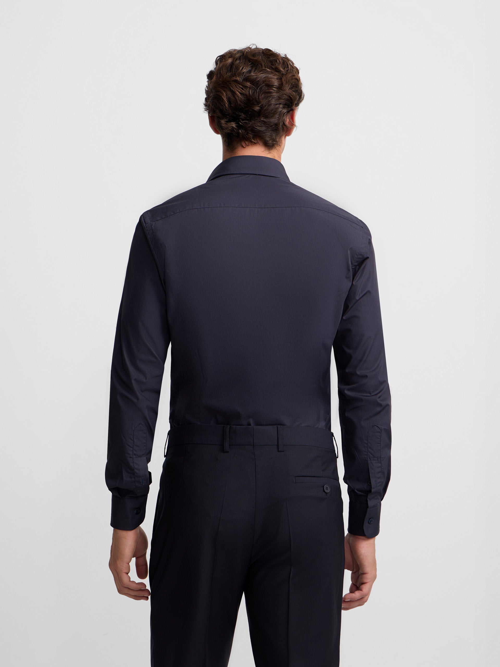 Camisa vestir lisa azul marino