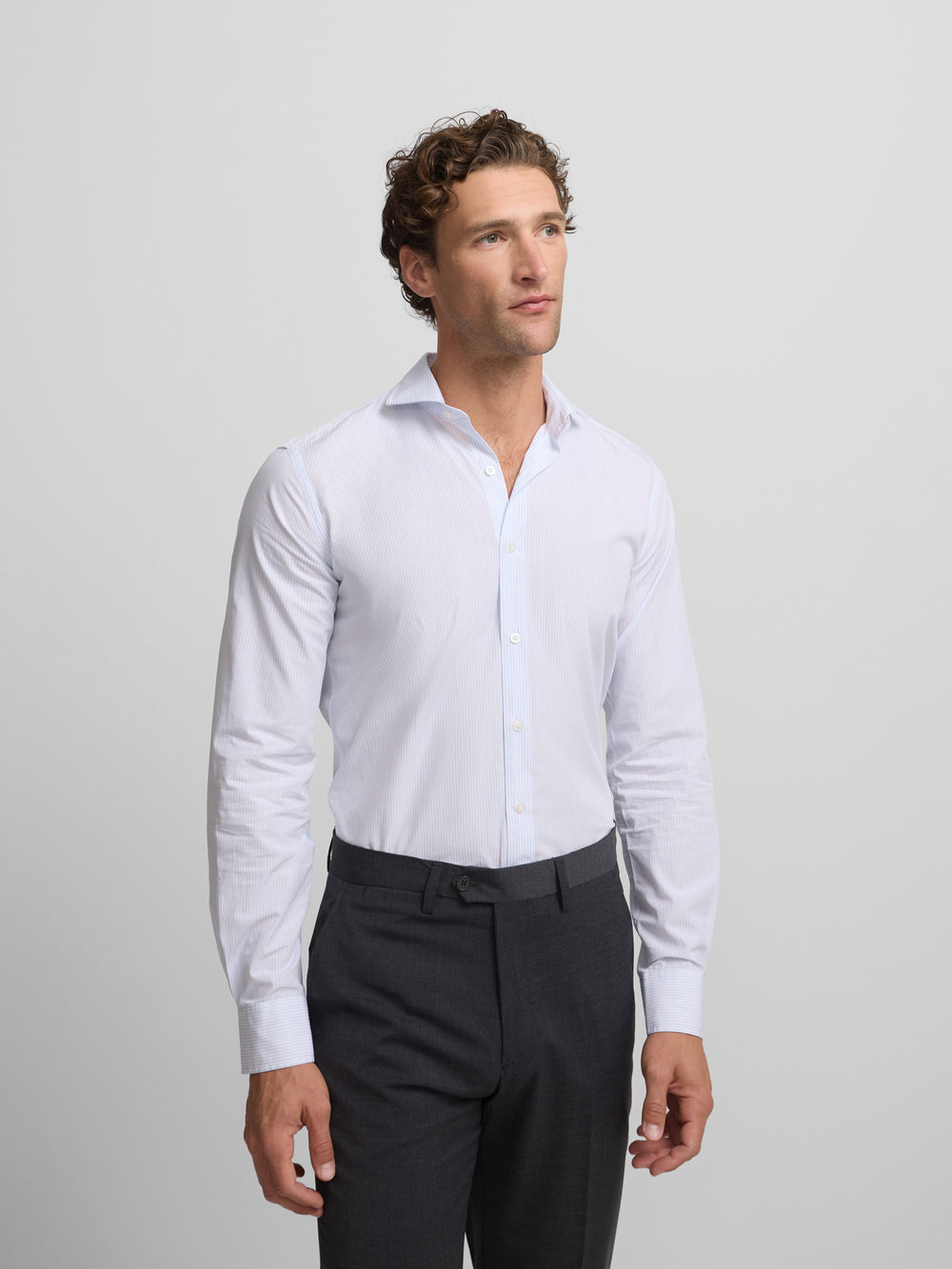 Camisa vestir raya media celeste