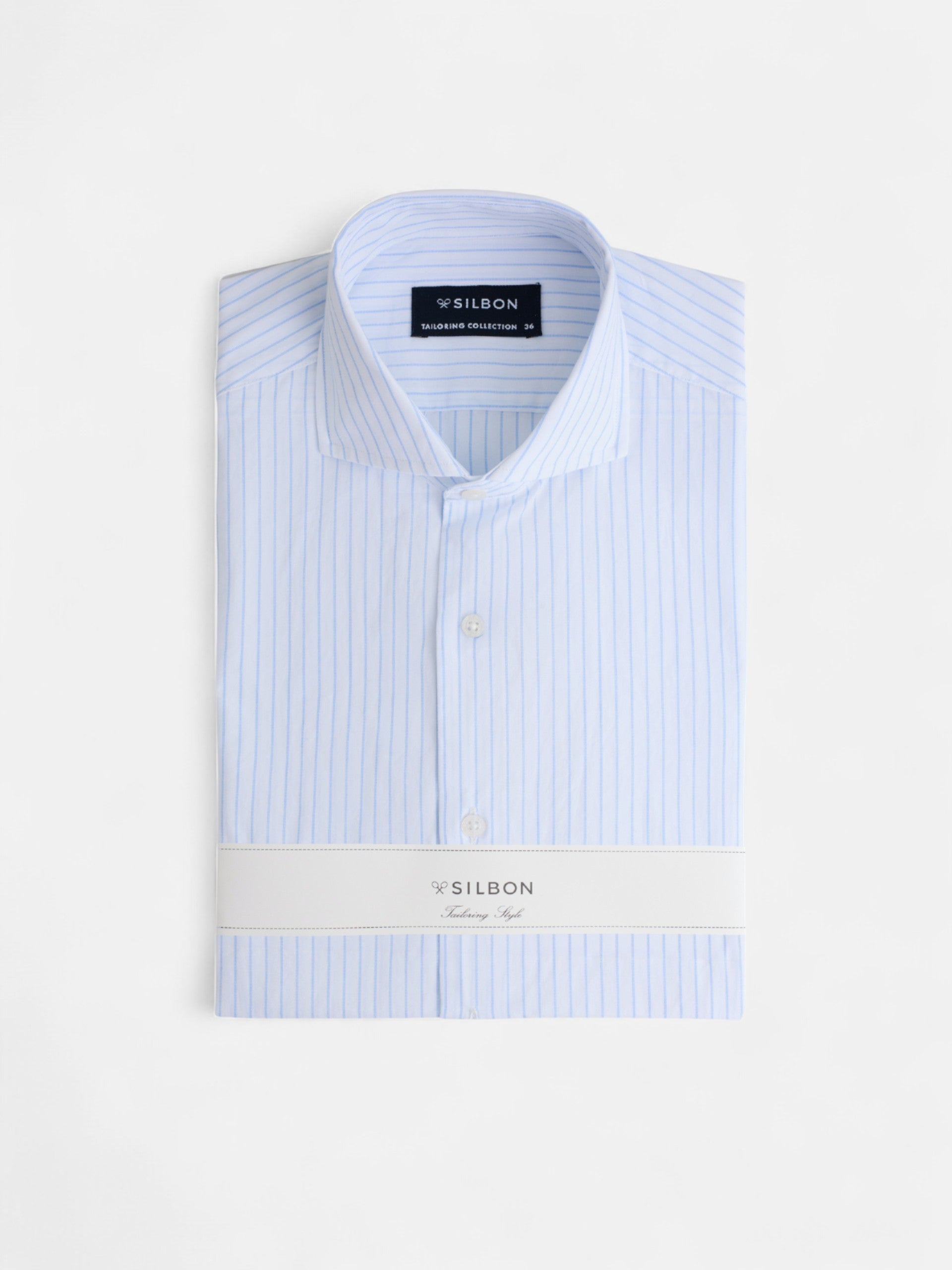 Light blue wide stripe dress shirt