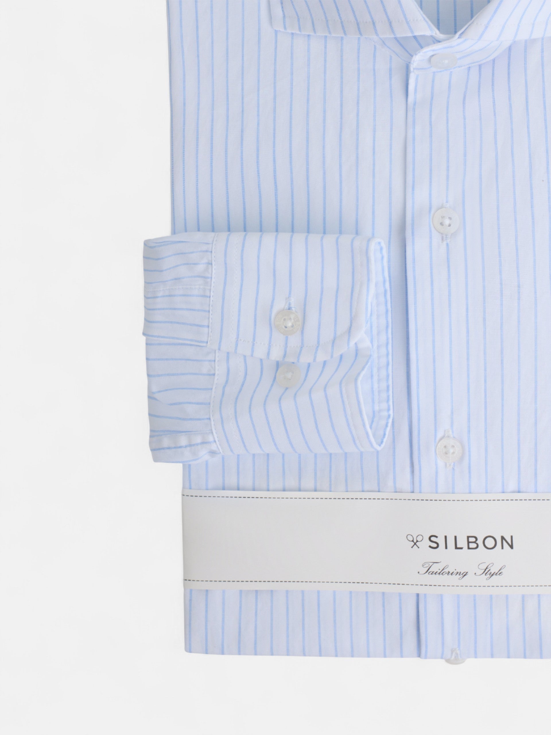 Light blue wide stripe dress shirt