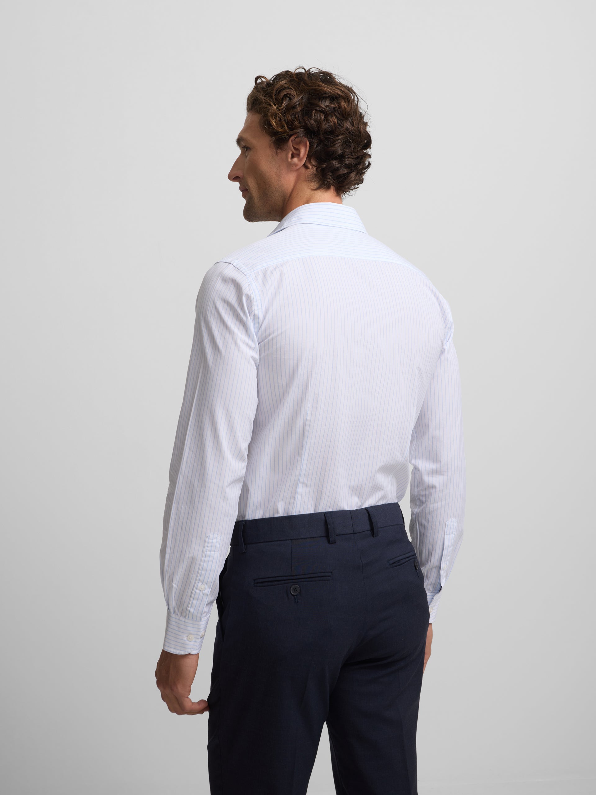 Light blue wide stripe dress shirt