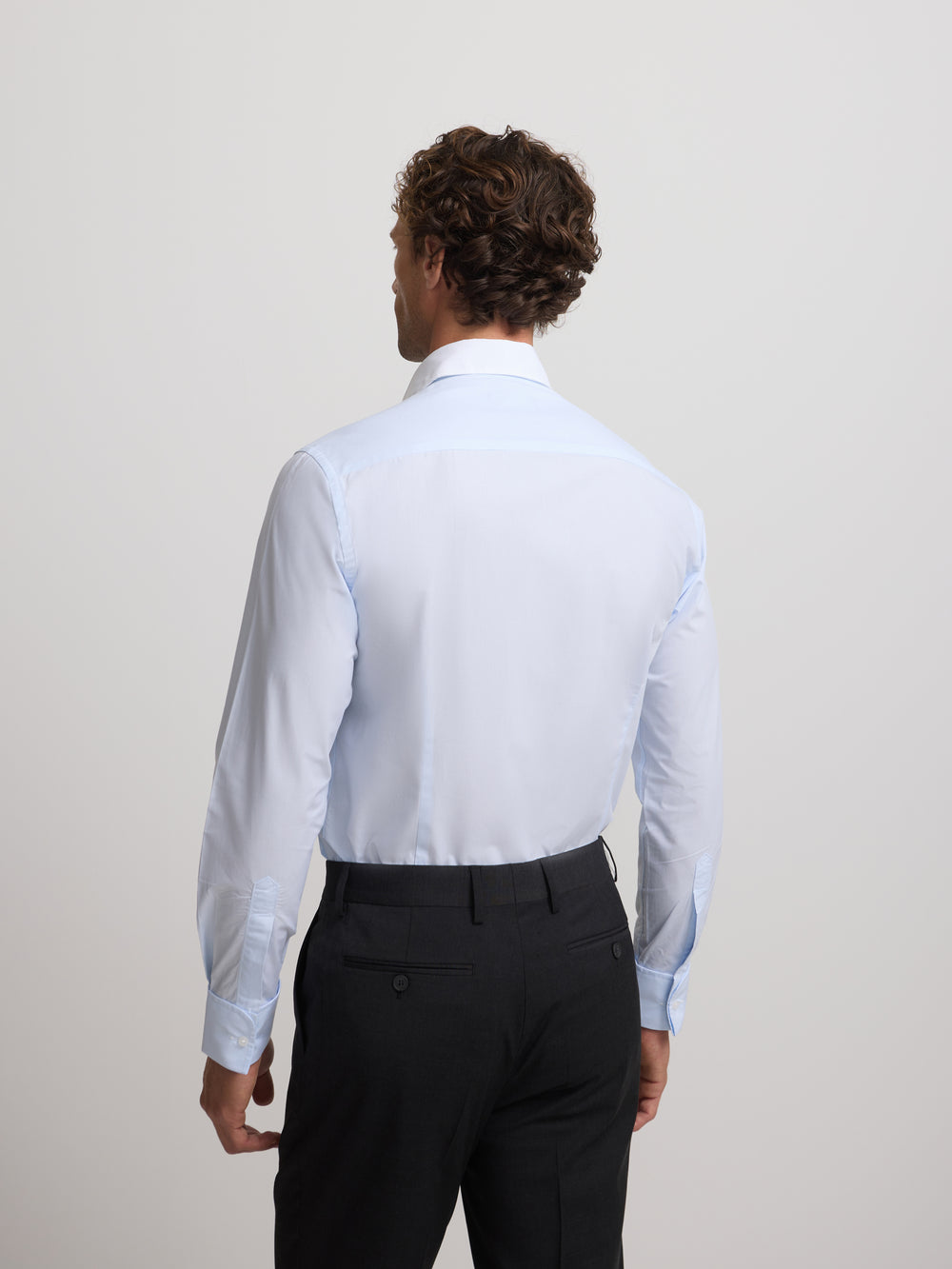 Camisa vestir cuello blanco mil rayas celeste