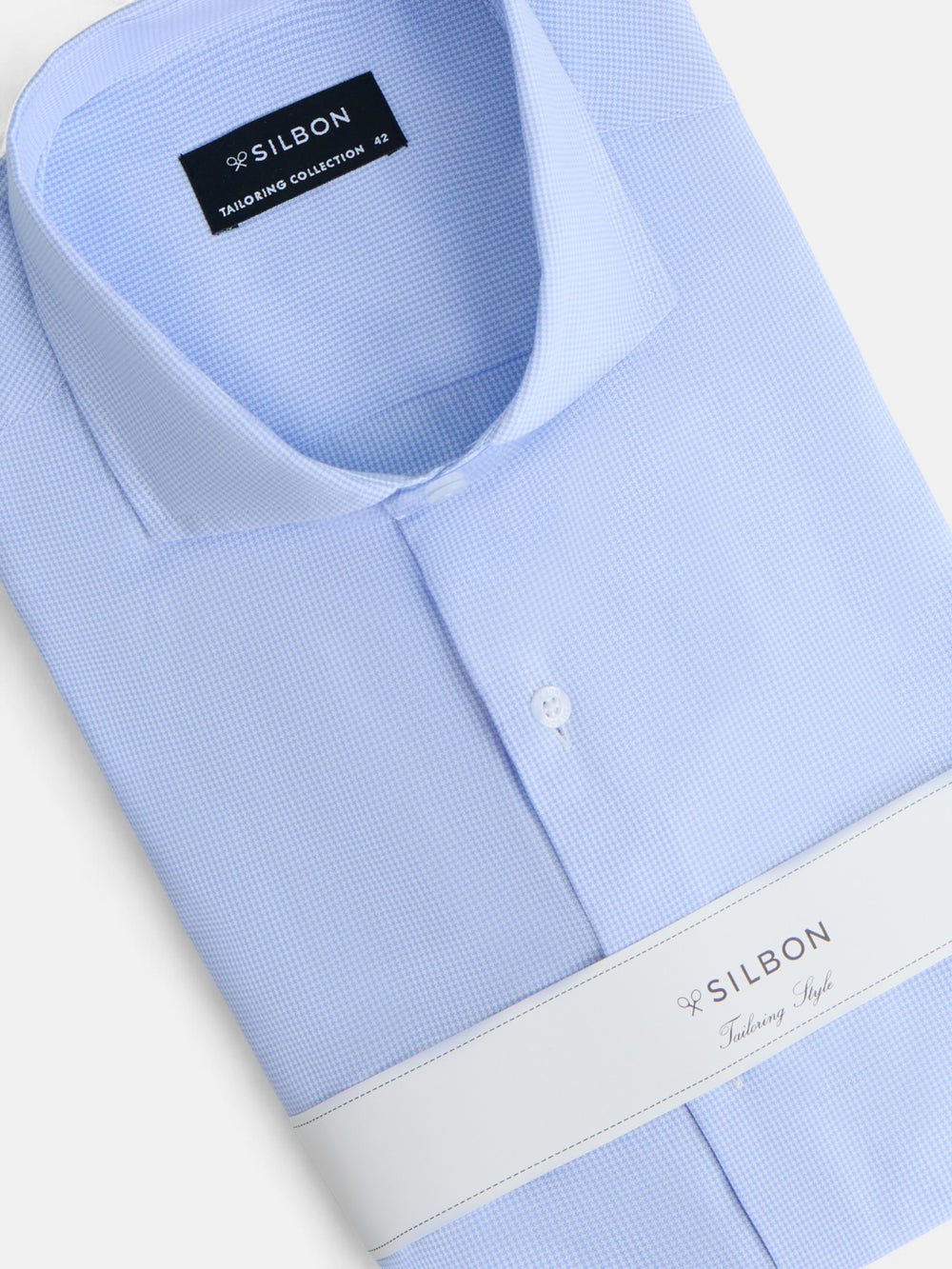 Camisa vestir mini pata de gallo celeste