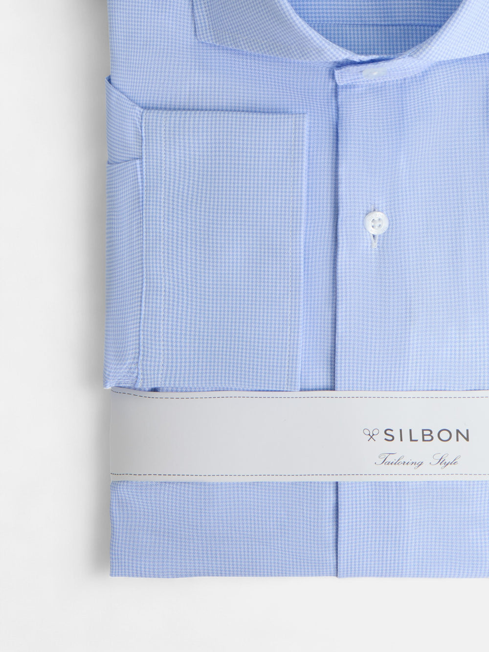 Camisa vestir mini pata de gallo celeste