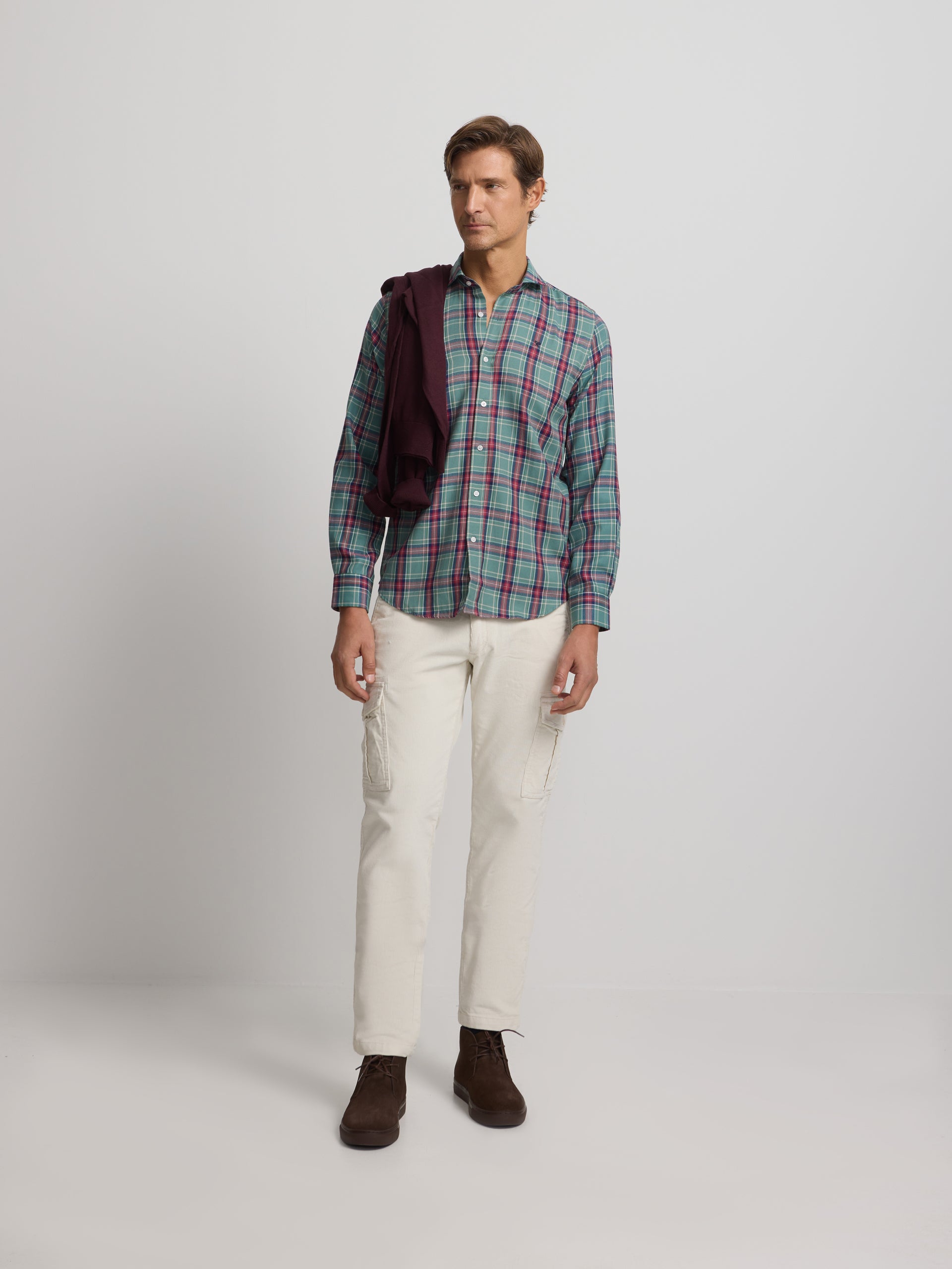 Light green tartan sport shirt