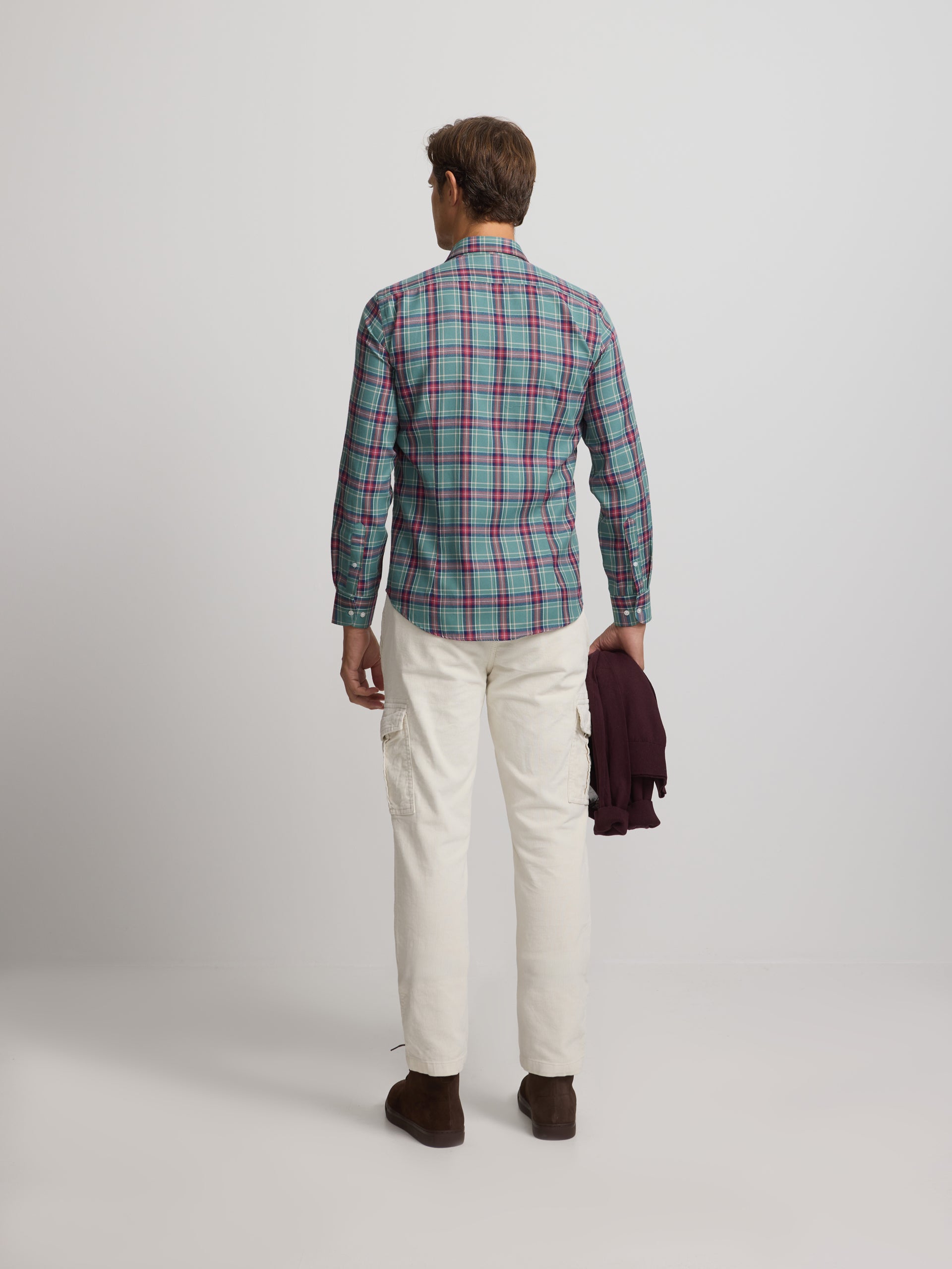 Light green tartan sport shirt
