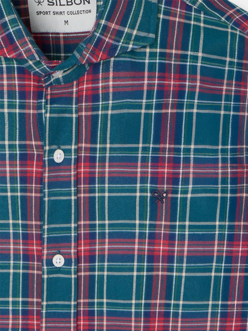 Dark green tartan sport shirt