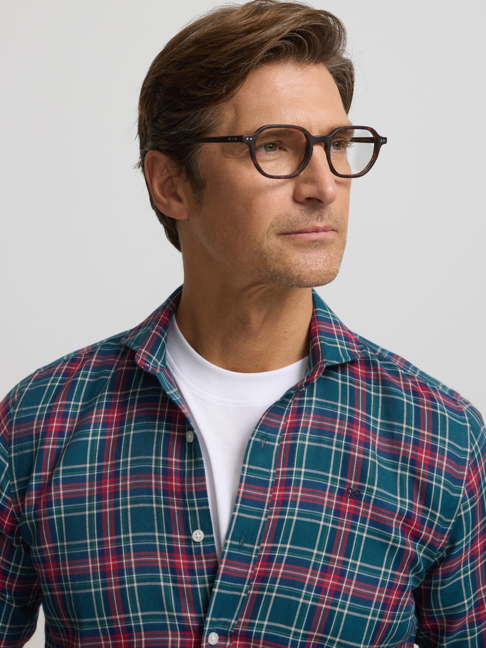 Dark green tartan sport shirt