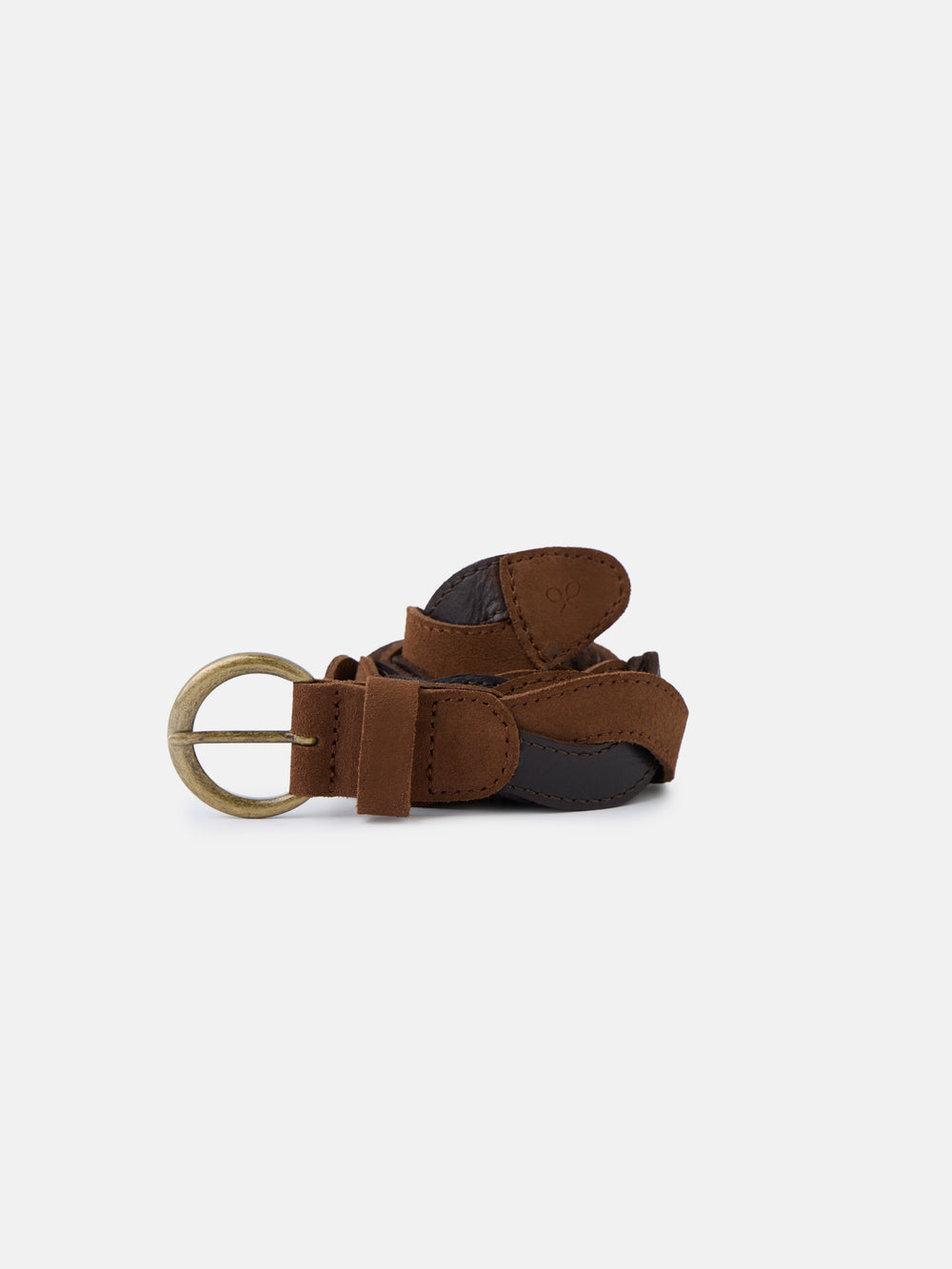 Cinto entrançado em camurça bicolor bege