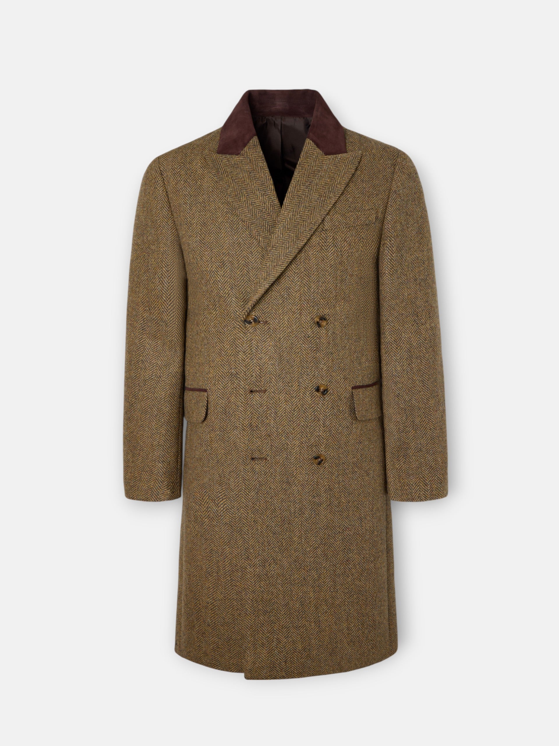 Beige herringbone double-breasted coat