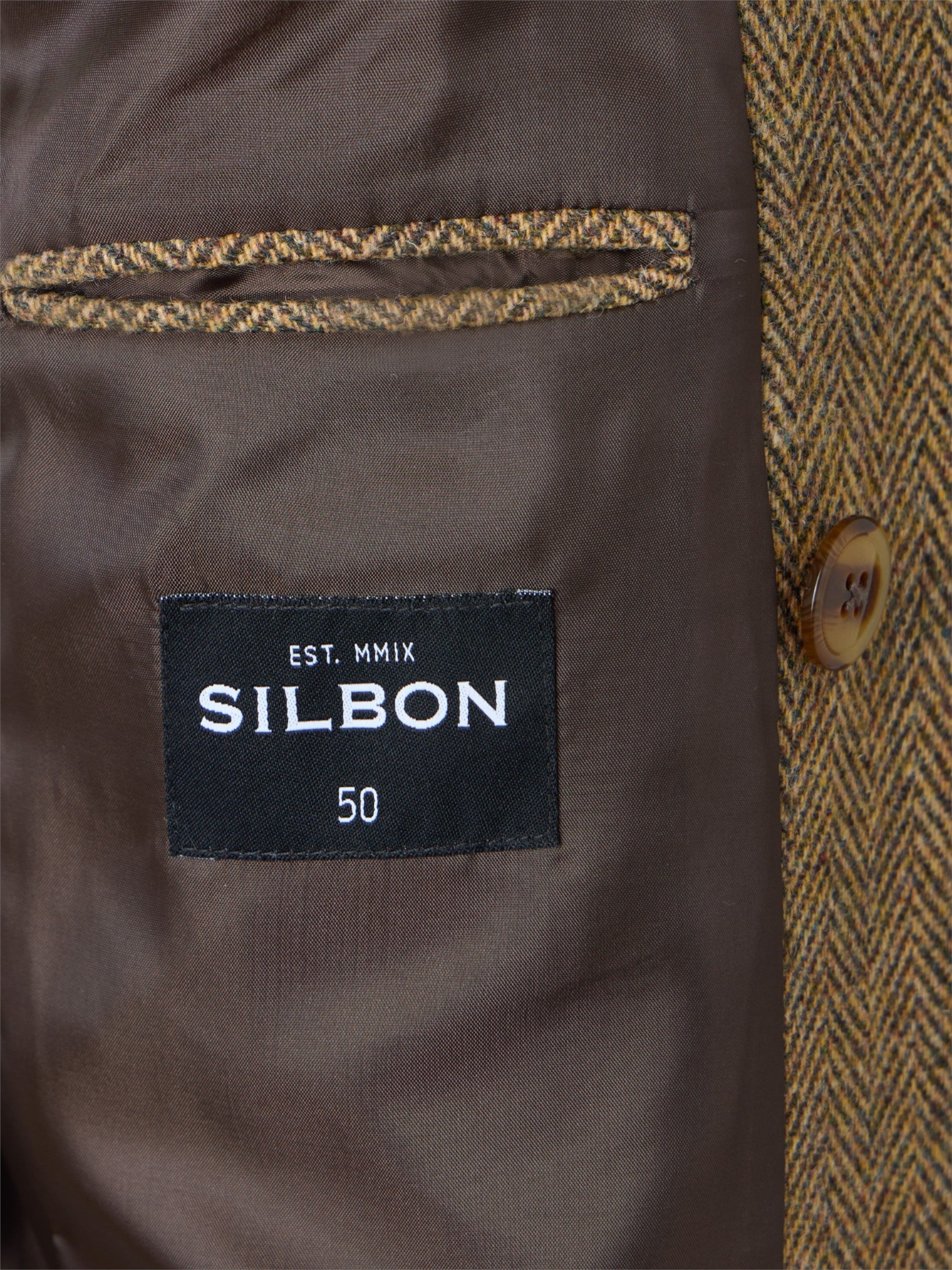 Beige herringbone double-breasted coat