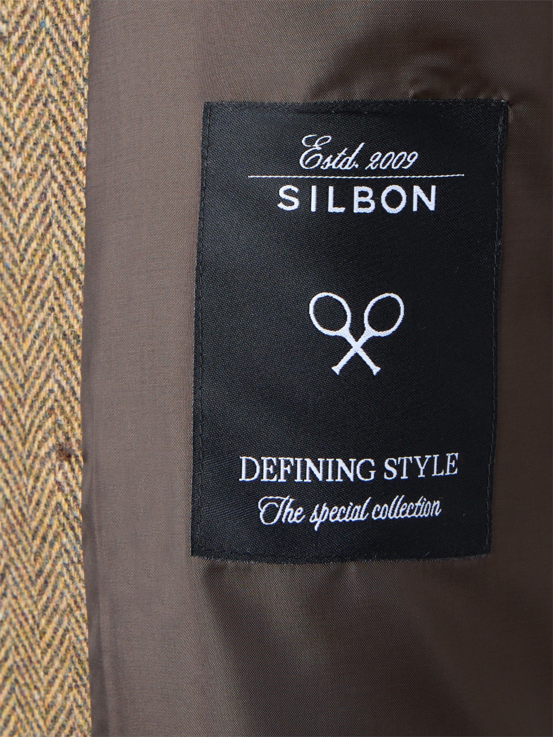 Beige herringbone double-breasted coat