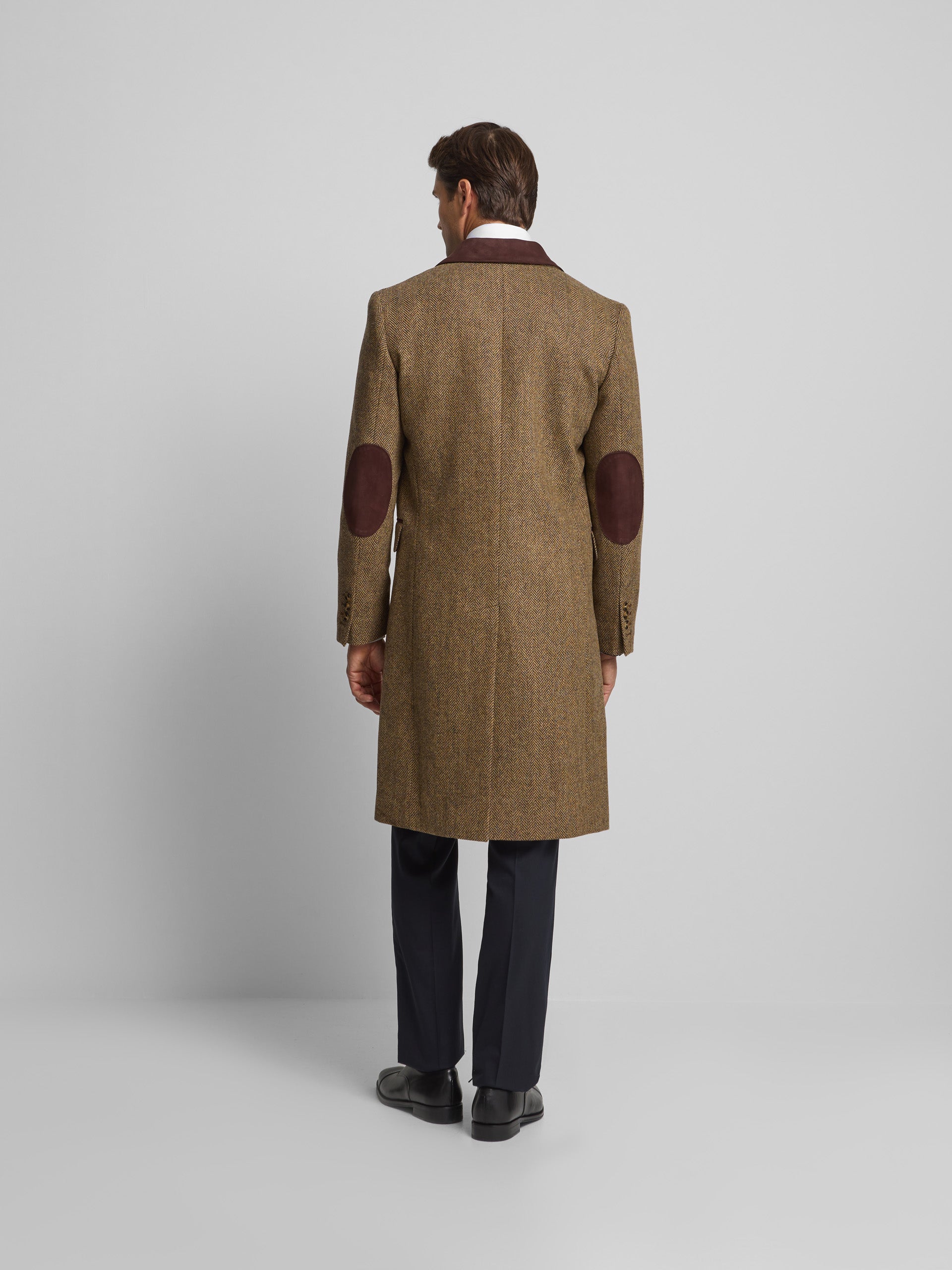 Beige herringbone double-breasted coat