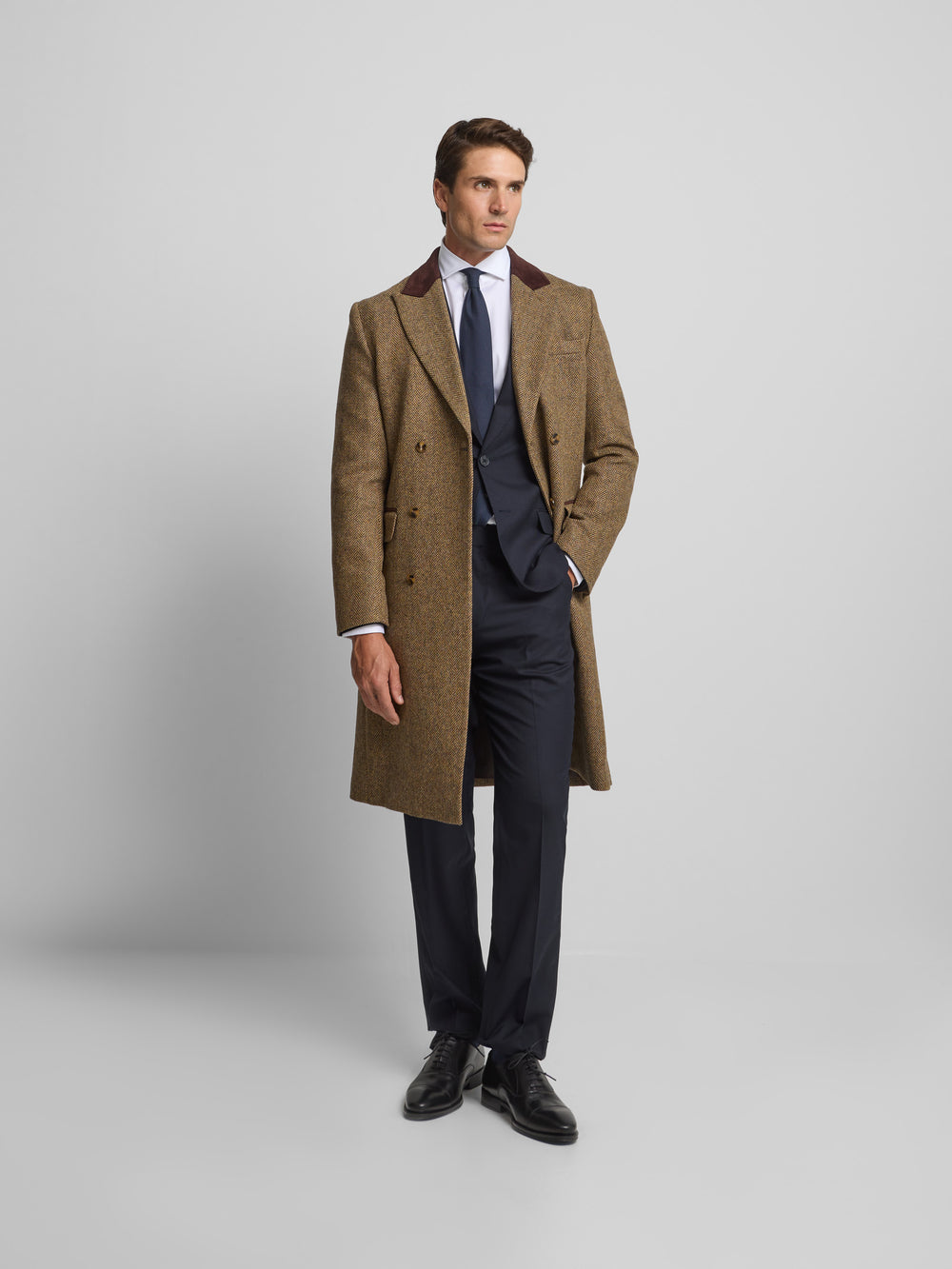 Abrigo cruzado espiga beige