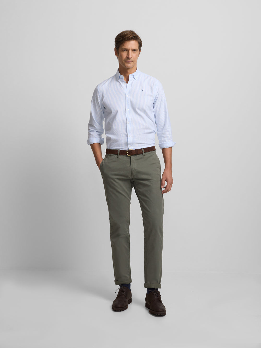 Pantalon chino casual verde oscuro