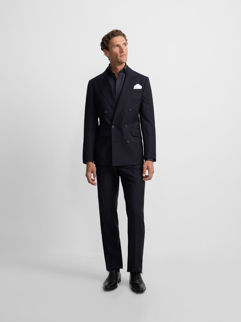 Veste de costume croisée stretch bleu marine