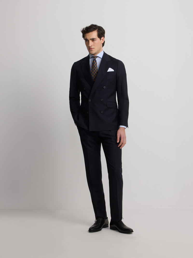 Veste de costume croisée stretch bleu marine