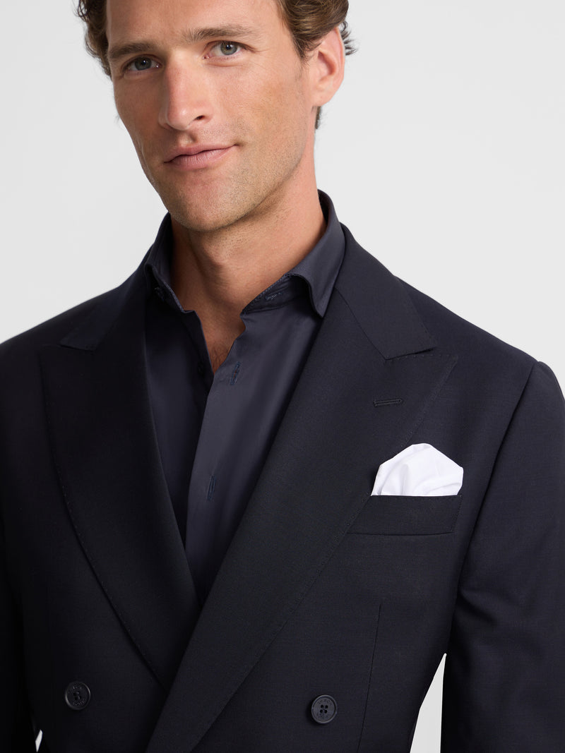 Veste de costume croisée stretch bleu marine