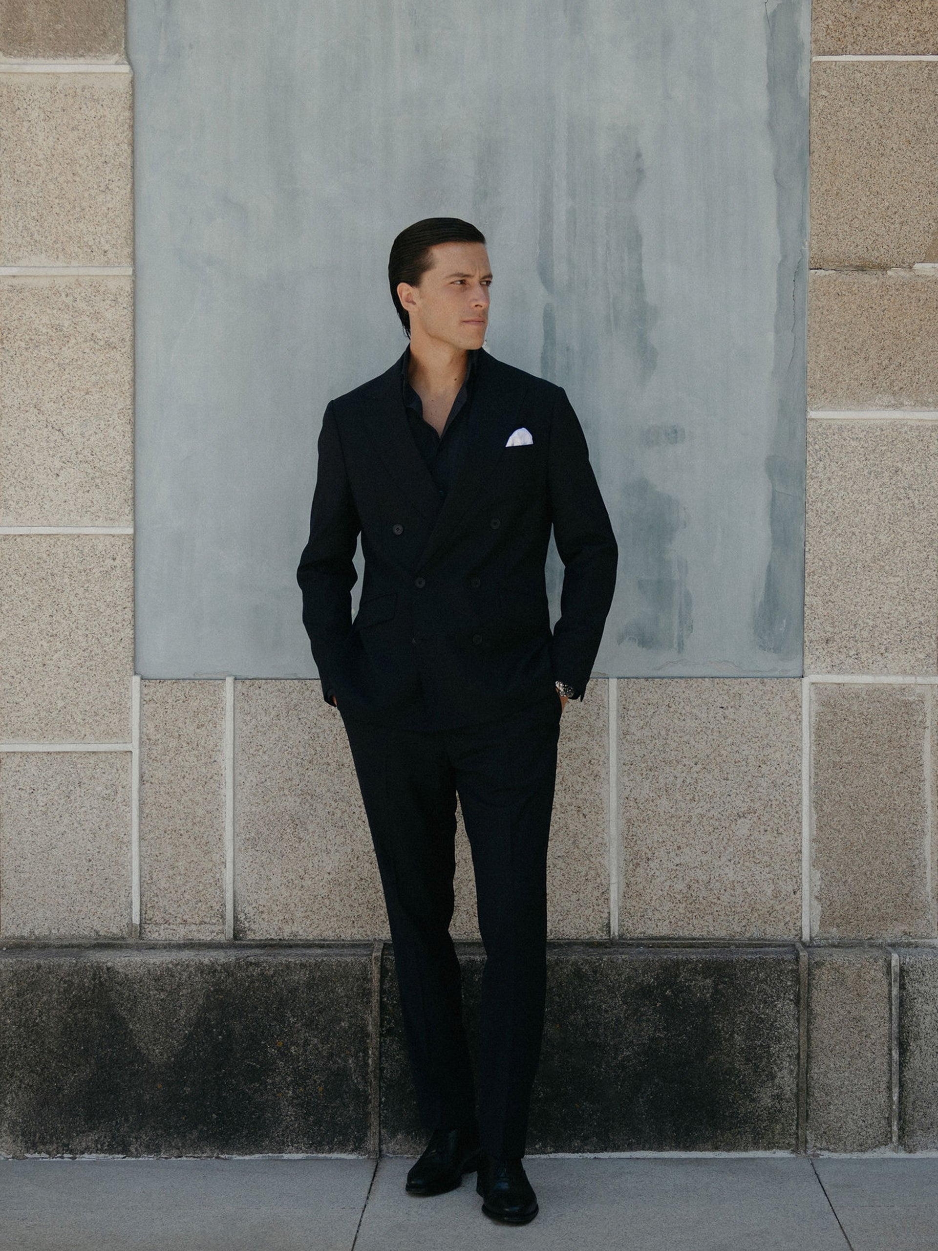Pantalon traje cruzado stretch navy