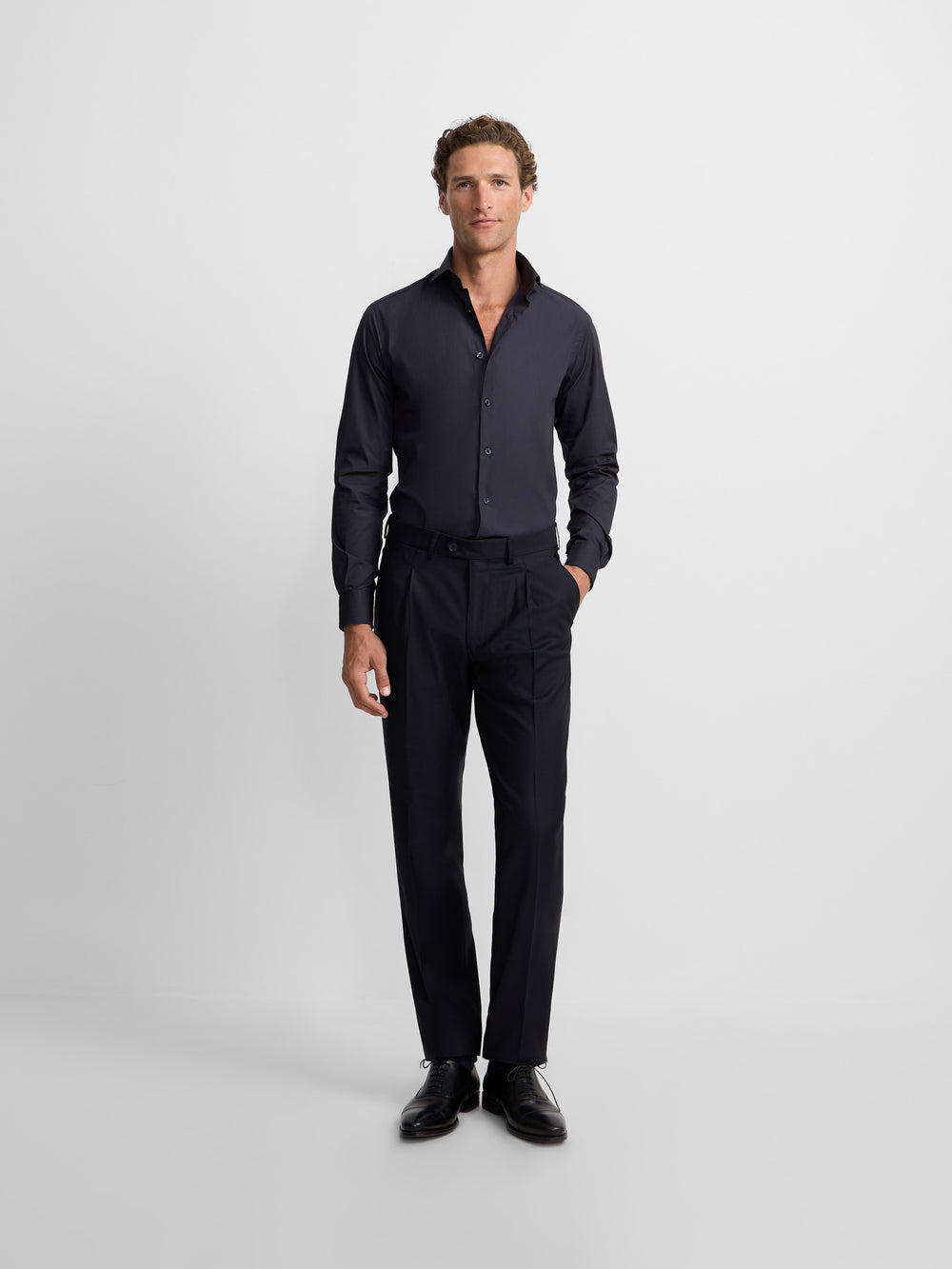 Pantalon traje cruzado stretch navy