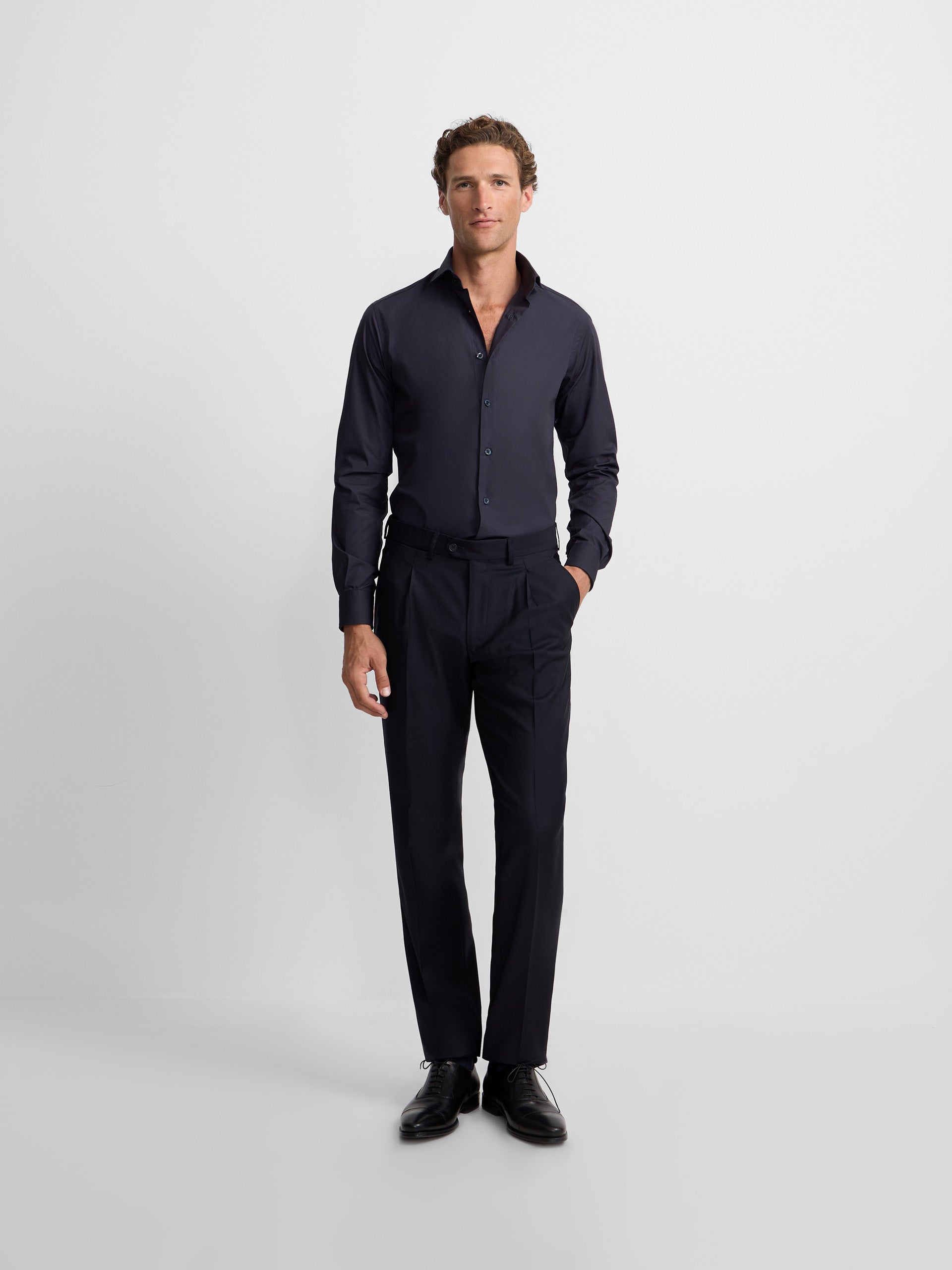 Pantalon traje cruzado stretch navy