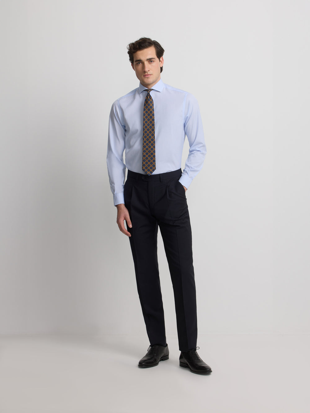 Pantalon traje cruzado stretch navy