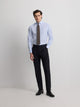 Double-breasted stretch navy suit trousers